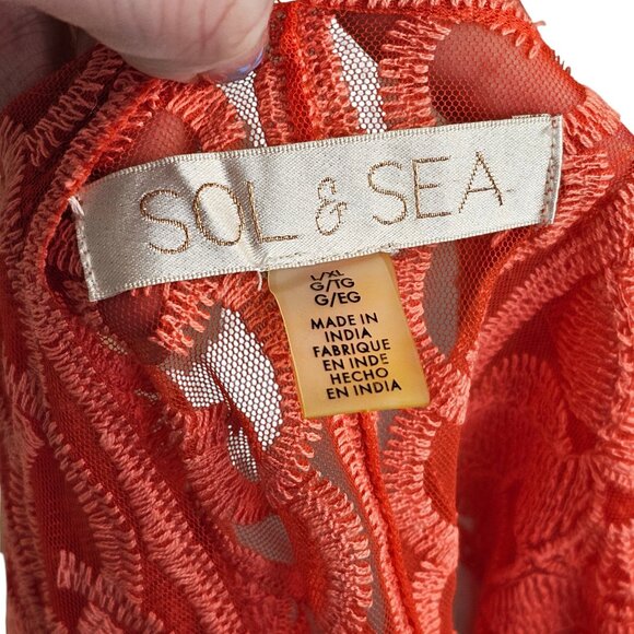 Sol & Sea Orange Lace Beach Coverup Sz L / XL - Picture 7 of 9